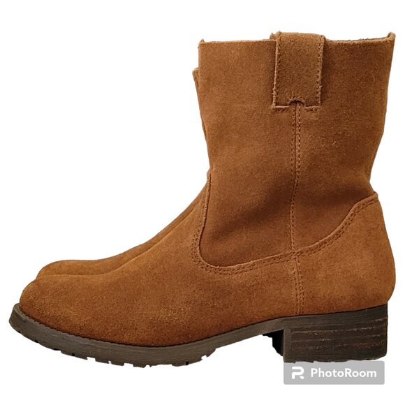 American Eagle Outfitters Genuine Suede Brown Camel Colored Bootie Boots NEW - Picture 4 of 15